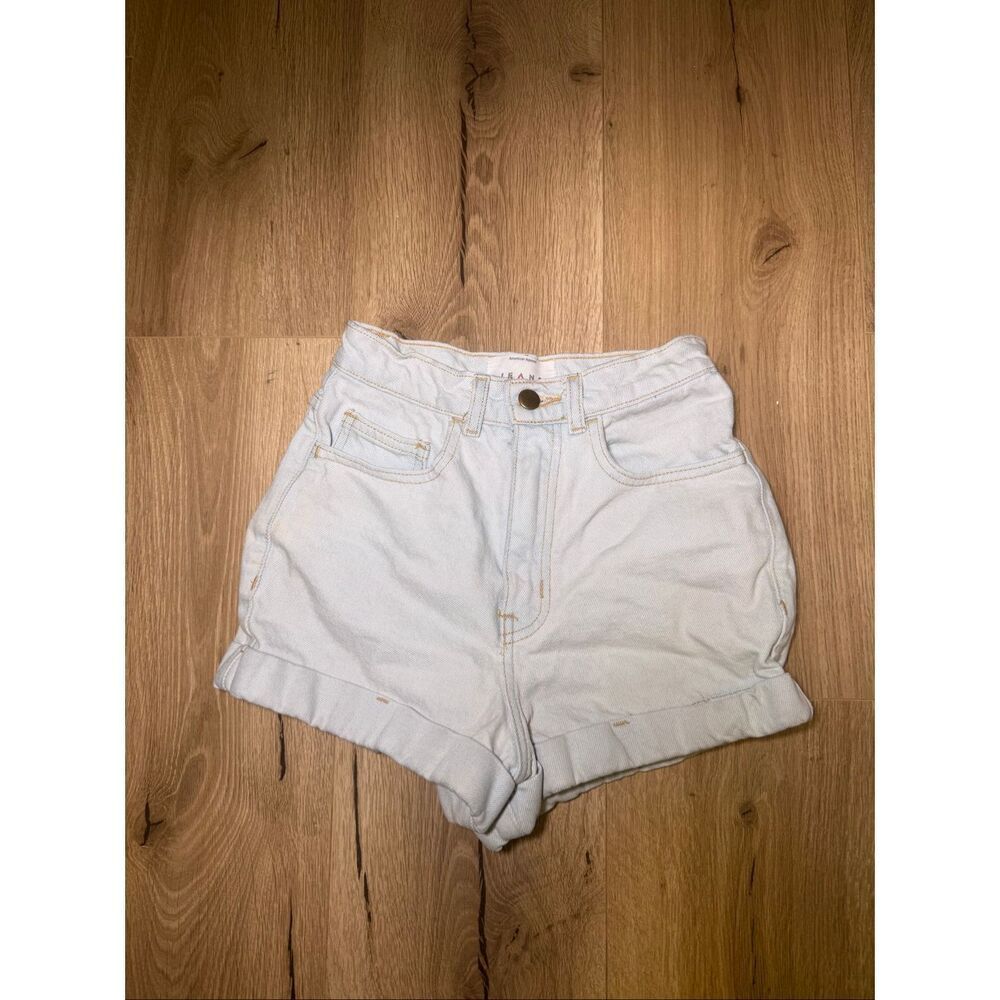 American apparel light blue high waisted jean shorts size 24